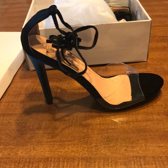 black clear heels fashion nova